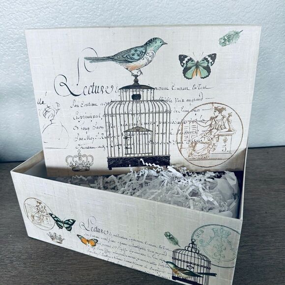 Birdcage Bird Print Storage Gift Box - Picture 1 of 4
